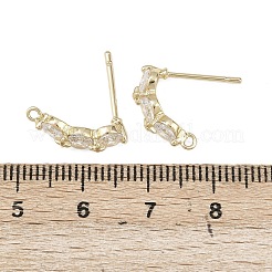 Boucles d'oreilles à tige rondes et plates en laiton avec micro pavé de zircones cubiques transparentes&nbsp;KK-F921-10G