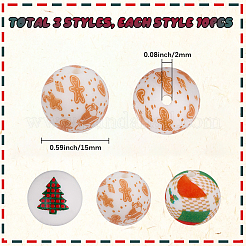 30 pz. 3 stili rotondi con motivo a tema natalizio in silicone perline focali&nbsp;SIL-SC0002-97A