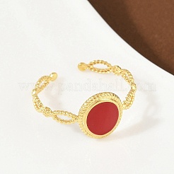 Anelli ovali in acciaio inossidabile 304 smaltati per donna&nbsp;RJEW-G355-01G