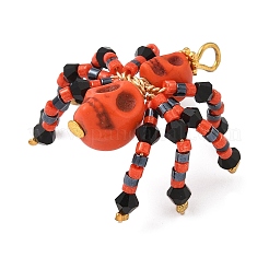 Anhänger aus gefärbtem synthetischem Türkis und Glasperlen mit Halloween-Motiv&nbsp;PALLOY-MZ00774-04