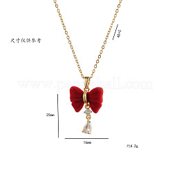 Weihnachts-Halsketten mit Anhänger aus 304 Edelstahl mit Strass und Beflockung für Damen&nbsp;FS-WGD2A9A-02
