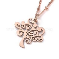 Colliers avec pendentif arbre de vie en acier inoxydable 304&nbsp;NJEW-JN02699-02