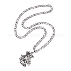 Schlange mit Totenkopf 201 Edelstahl Anhänger Halsketten&nbsp;NJEW-K253-30P