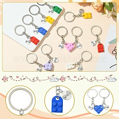 8 stücke 8 farben valentine herz kunststoff schlüsselbund mit legierung flache runde charme&nbsp;KEYC-CJ0001-11