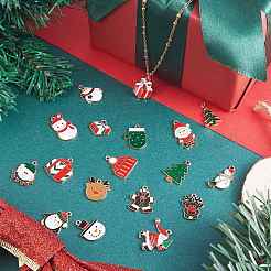 50 pièces 25 pendentifs en alliage d'émail de style noël&nbsp;ENAM-SZ0003-09