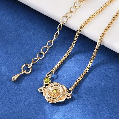 Braccialetti in ottone con micro pavé di zirconi cubici e maglie a forma di fiore per il compleanno&nbsp;BJEW-U031-01G-08