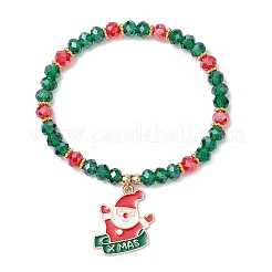 5 braccialetti elastici con perline di vetro a tema natalizio&nbsp;BJEW-JB11184