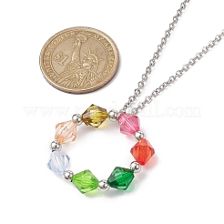 Collane colorate con ciondolo ad anello con perline acriliche&nbsp;NJEW-JN04596-02