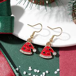 Weihnachtsmotiv - Legierung mit Strassen als Ohrhänger&nbsp;EJEW-JE05830-06