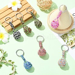 7 porte-clés rond en perles tricotées en polyester et élasthanne&nbsp;KEYC-CJ00013