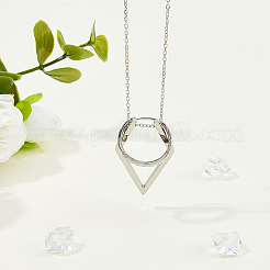 1 collana con catena a maglie con ciondolo a rombo in acciaio inossidabile per donna&nbsp;NJEW-HS0001-09