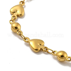 Herz- und runde Gliederkettenarmbänder aus 304 Edelstahl für Damen&nbsp;LS-BJEW-B059-01G-01