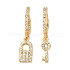 Orecchini a cerchio in argento sterling con micro pavé di zirconi cubici trasparenti da donna&nbsp;EJEW-G427-01G-03