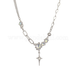 Halsketten mit Sternanhänger aus Legierung und 304 Edelstahl und synthetischem Mondstein für Damen&nbsp;FS-WG61037-01