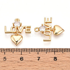 Pendentifs avec zircon cubiques à micro-pavés en laiton&nbsp;KK-N261-86G
