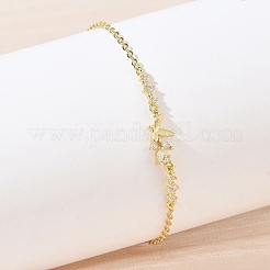 Bracciali a maglie in ottone con pavé di zirconi cubici trasparenti&nbsp;KK-CBA6980-22G