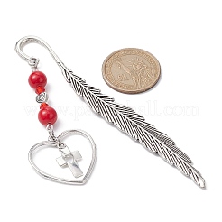 Marcadores con colgante de corazón de aleación del día de San Valentín&nbsp;AJEW-JK00270-05