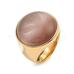 Fingerringe aus Edelstahl 304 mit Katzenaugen-Motiv für Damen&nbsp;RJEW-Z143-02G-01