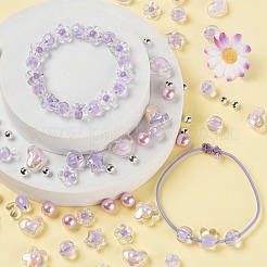 1 sacchetto 480 pezzi di perle acriliche viola trasparenti/imitazione perle&nbsp;DIY-LS0003-03
