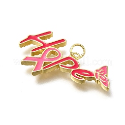 Oktober Brustkrebs rosa Bewusstseinsband Messing Emaille Anhänger&nbsp;LS-KK-S517-04G-G