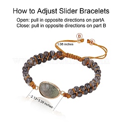 Braccialetto di perline intrecciate con maglia a goccia in labradorite naturale&nbsp;BJEW-SZ0002-54C