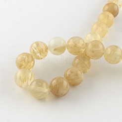 Brins de perles rondes en verre de pierre de pastèque de café&nbsp;G-R342-6mm-18
