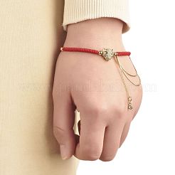 Armband aus Messing mit Leoparden- und Kettenmikropave und Zirkonia für Mädchen und Frauen&nbsp;BJEW-JB06979