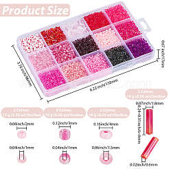 15 Stil Glas Rocailles & Stiftperlen&nbsp;SEED-PA0001-14B