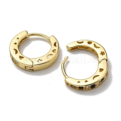 Boucles d'oreilles créoles en laiton plaqué avec zircone cubique&nbsp;EJEW-D063-09G