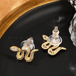Latón micro pave aretes de circonita cúbica transparente&nbsp;EJEW-P301-17G
