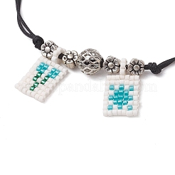 Braccialetti intrecciati con perline in lega e ottone&nbsp;BJEW-MZ00075-03