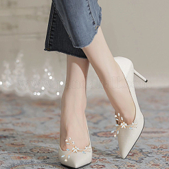4 pz decorazioni per scarpe in plastica con perle finte e fiori&nbsp;FIND-MA0001-01