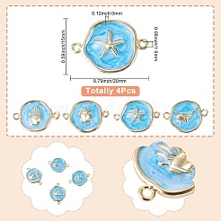 4 pièce de breloques connecteurs en laiton émaillé océan&nbsp;KK-TADJ0001-31A
