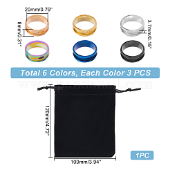 18 Stück 6 Farben 201 Edelstahl geriffelte Fingerring-Einstellungen&nbsp;STAS-UN0048-52