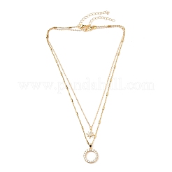 Set di collane con ciondolo in ottone con micro pavé di zirconi chiari&nbsp;NJEW-JN03114-05