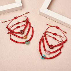 Natürliches geflochtenes Armband aus gelben Jade-Donuts&nbsp;BJEW-SW00047-04