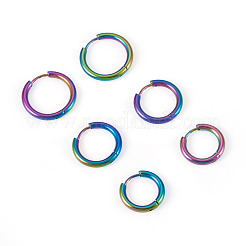 6 pieza de 3 estilos de pendientes de aro huggie de acero inoxidable 202&nbsp;EJEW-TAD0001-01