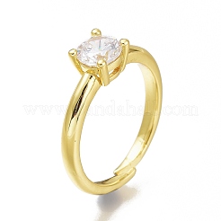 Messing Micro Pave klare Zirkonia Solitärringe&nbsp;RJEW-N031-13G