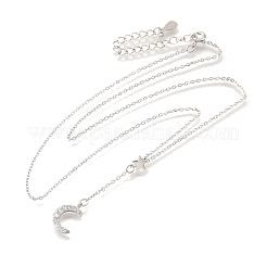 925 Y-Halskette aus Sterlingsilber mit Stern und Mond&nbsp;NJEW-R025-02P