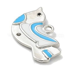 Anhänger mit Rotkehlchen aus Platin-Messing und Emaille&nbsp;KK-L224-060P-02