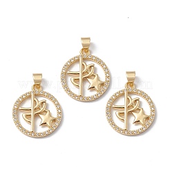 Colgantes de circonita cúbica transparente micro pavé de latón chapado en rack&nbsp;KK-H434-40G