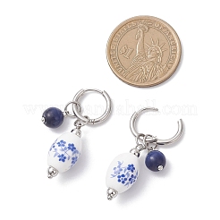Pendientes de aro ovalados de acero inoxidable 316 y 202&nbsp;EJEW-JE06734-01