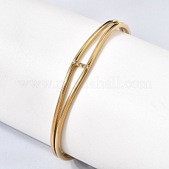 Bracelet jonc double couche en acier inoxydable 304 serti de micro-pavés de zircone cubique pour femme&nbsp;BJEW-K303-01G