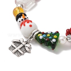 Charm-Armband aus Legierung mit Schneemann und Zuckerstange&nbsp;BJEW-TA00265