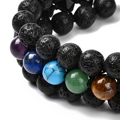 Bracelet homme perles tressées 3 rang&nbsp;BJEW-JB06960-04