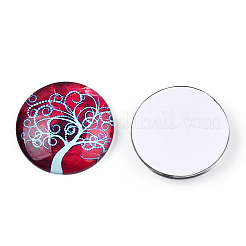 Un demi-rond / arbre modèle dôme en verre Cabochons dos plat pour les projets de bricolage&nbsp;GGLA-Q037-25mm-M28-04