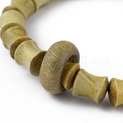 Braccialetto elastico con perline a colonna in legno di sandalo verde da donna&nbsp;BJEW-H566-11D