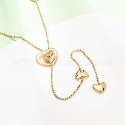 Herzförmige Y-Quasten-Lariat-Halsketten aus Edelstahl 304 für Damen&nbsp;NJEW-F378-04G