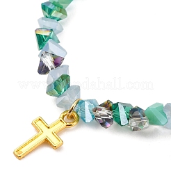 Bracciali con ciondoli incrociati in lega&nbsp;BJEW-JB12323-02