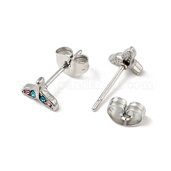 Boucles d'oreilles à tige en forme de queue de baleine en strass avec épingles en acier inoxydable chirurgical 316&nbsp;EJEW-A081-07P
